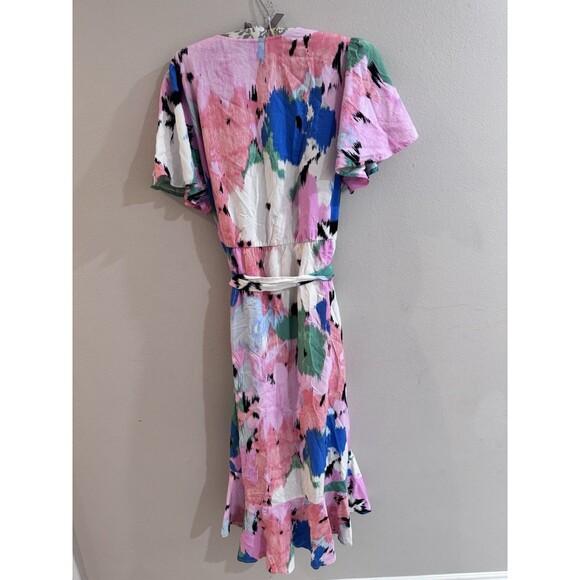 Ava & Viv Floral Flutter Short Sleeve Midi Wrap Dress XXL NEW Pockets - Picture 9 of 11